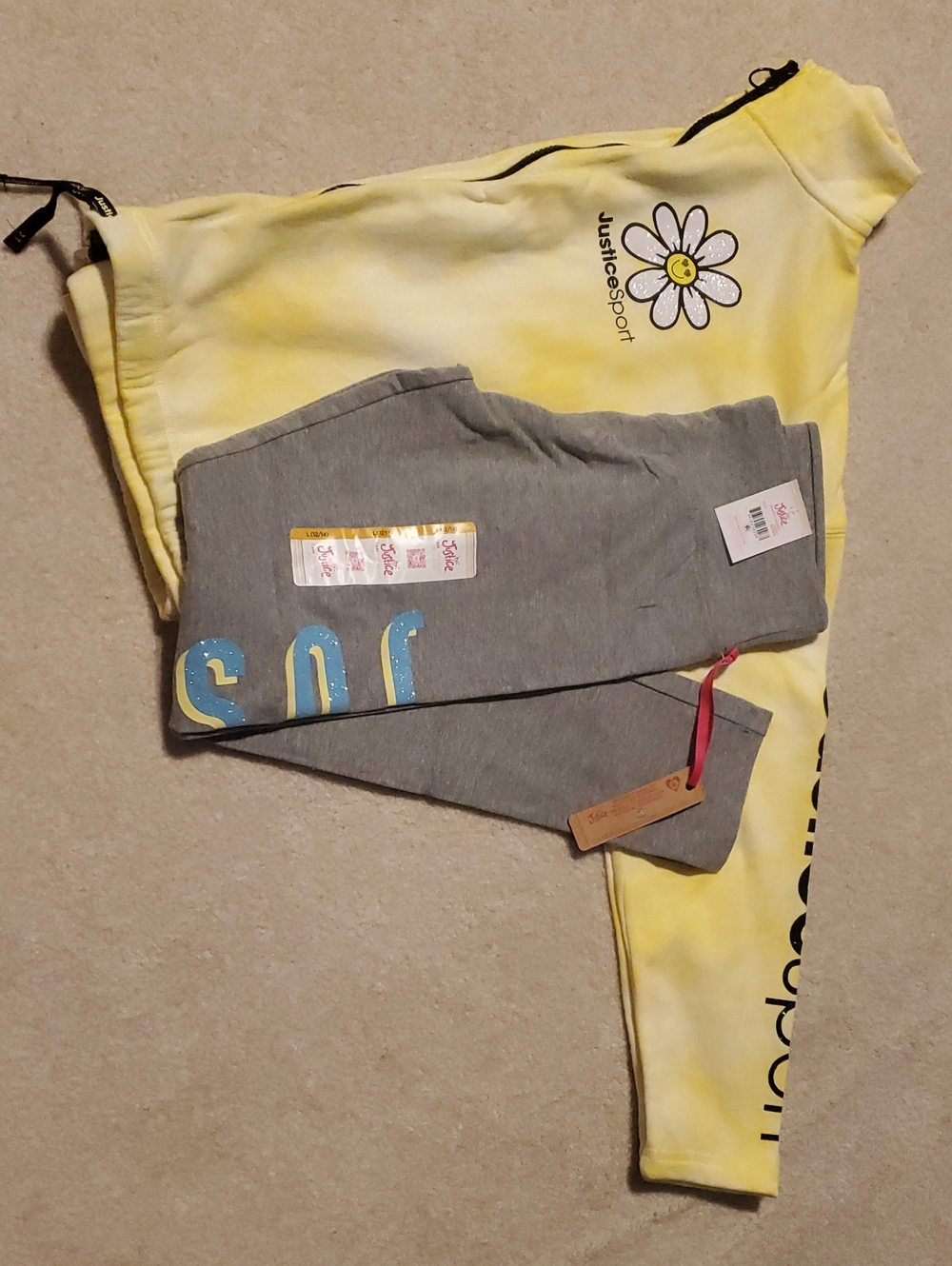 Justice Yellow Daisy Sweatshirt with Gray Leggings